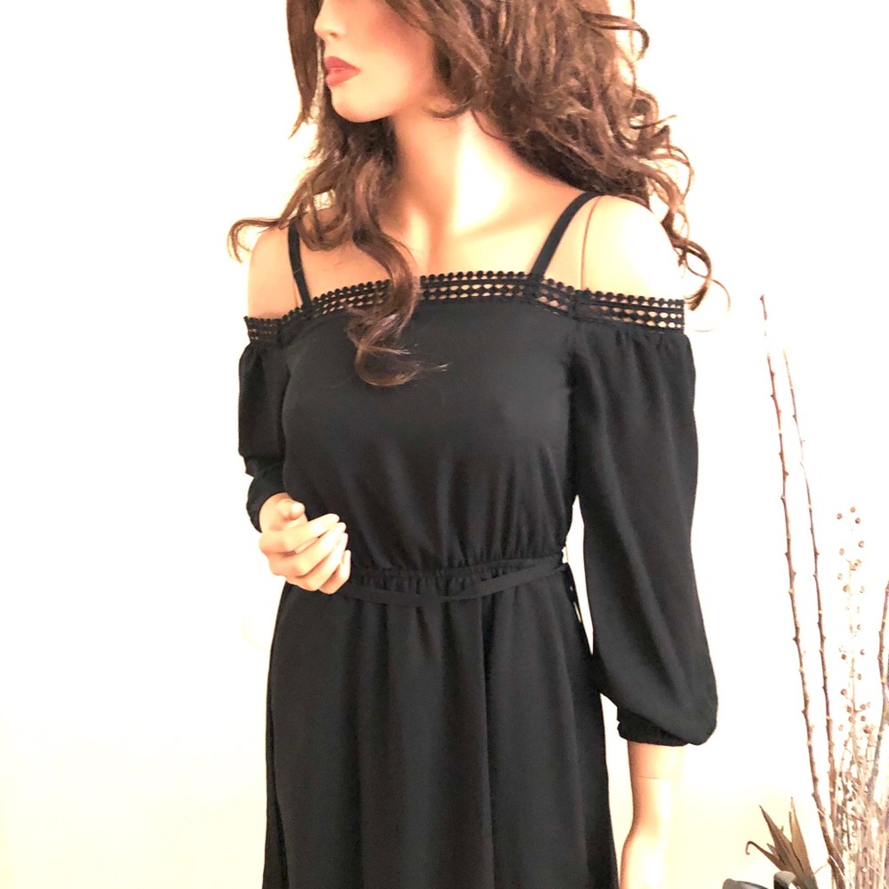 Rebecca Minkoff off shoulder lace top black dress